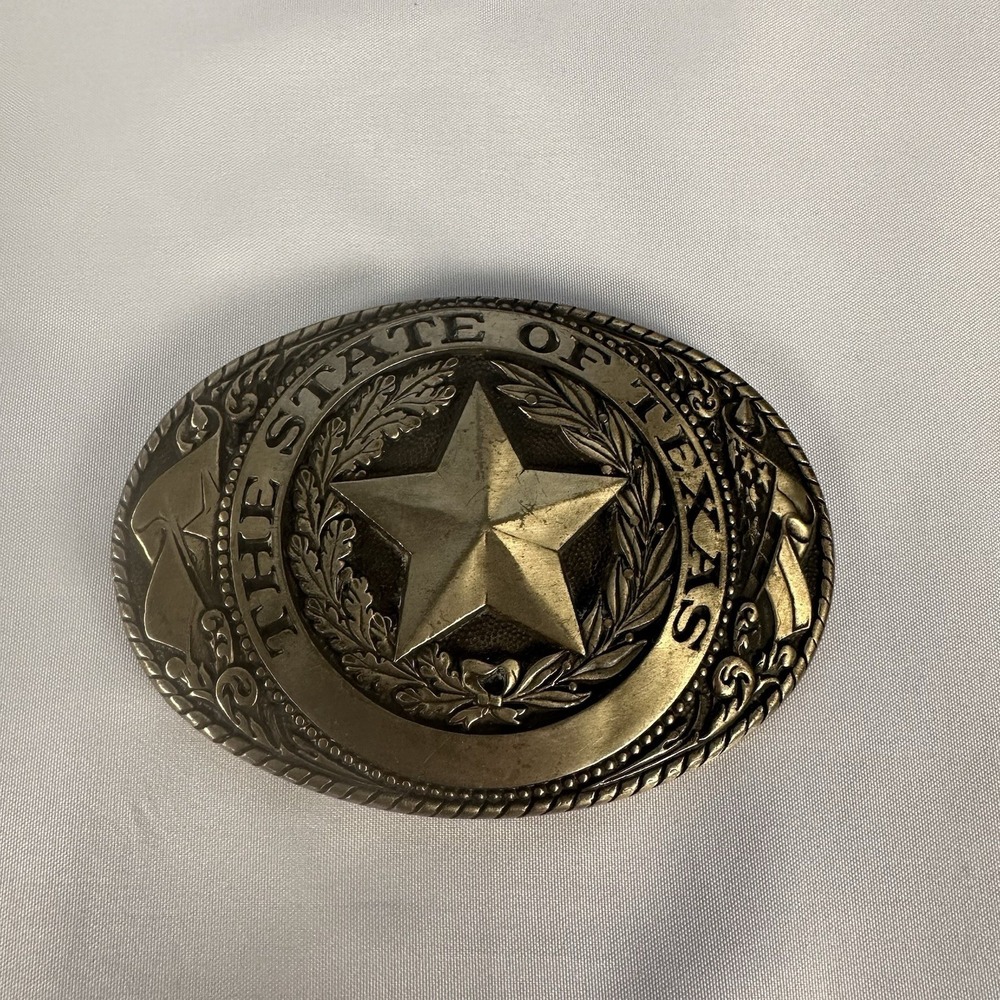 Texas by Tony Lama Solid Brass Western Belt Buckle Lone Star State Series Cowboy